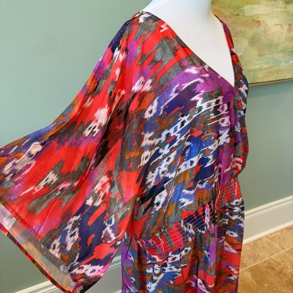 Aztec Coastal Dopamine Vibrant Multicolor Stretch Maxi Dress Sz 3X - Picture 3 of 9